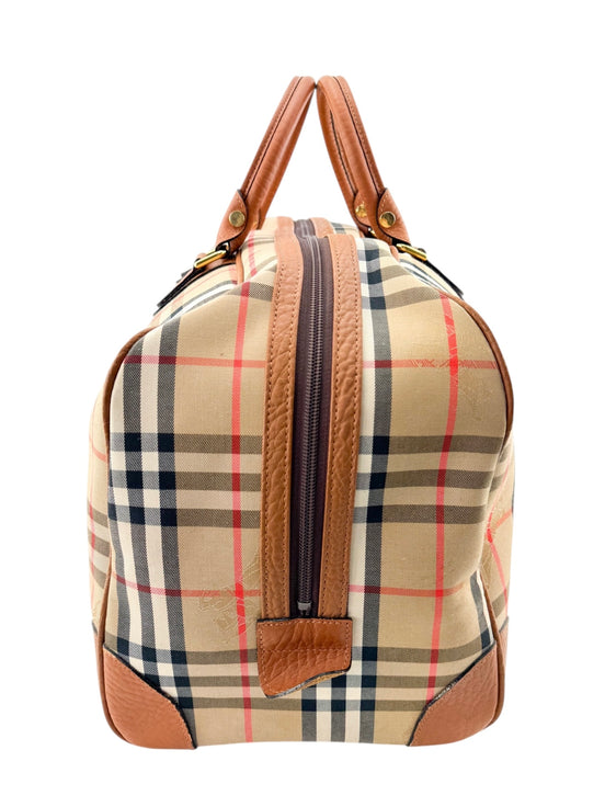 Burberry Beige House Check Monogram Vintage Boston Bag