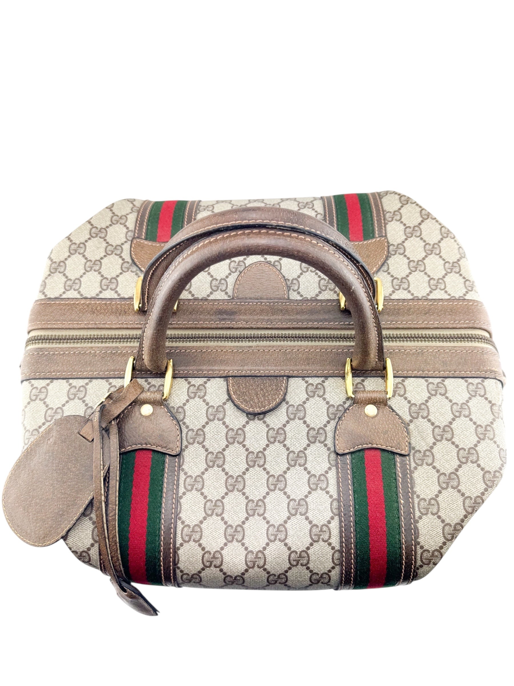 Gucci Brown Coated Supreme Canvas Vintage Satchel Bag