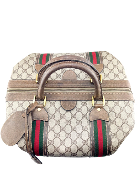 Gucci Brown Coated Supreme Canvas Vintage Satchel Bag