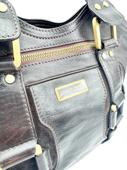 Jimmy Choo Brown Leather Satchel Bag