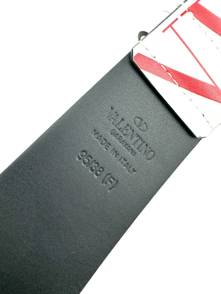 Valentino White Leather Logo Belt Size 95