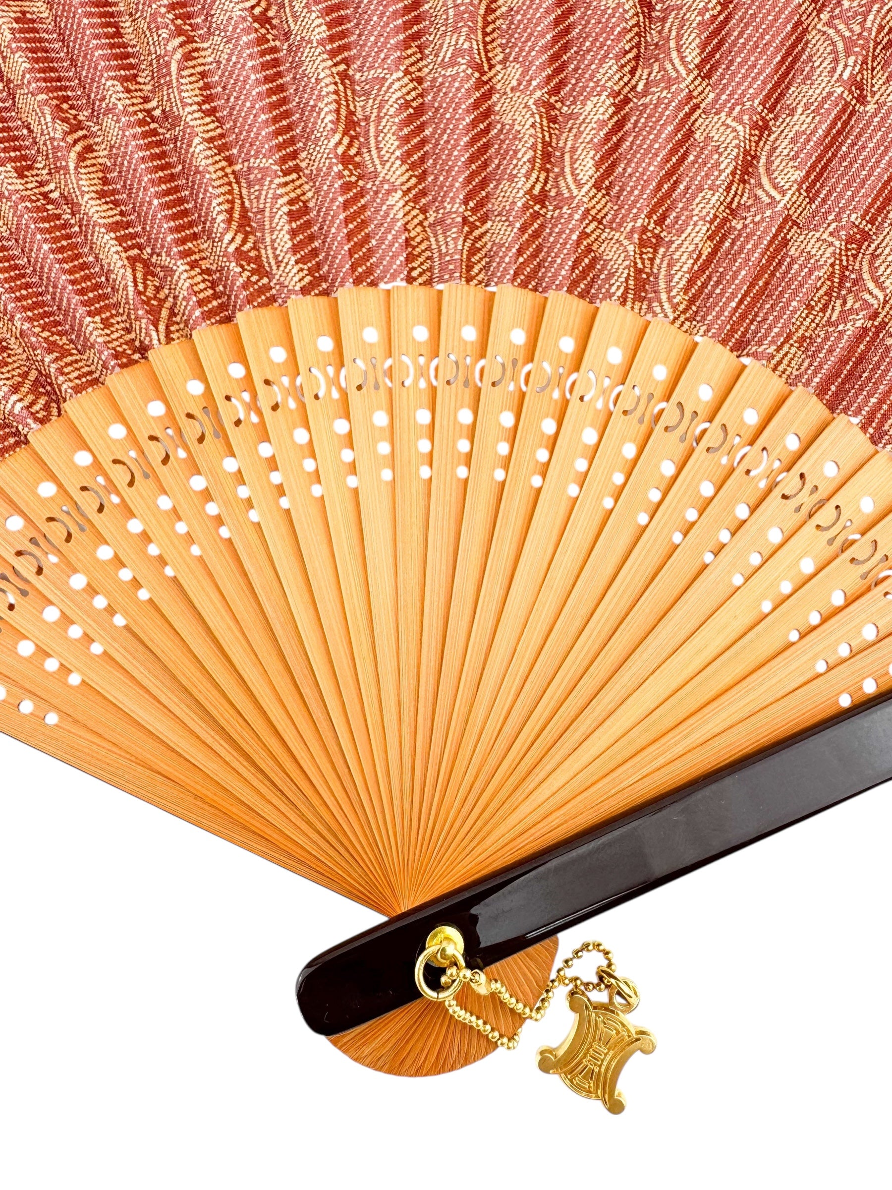 Celine Brown Macadam Wood Hand Fan