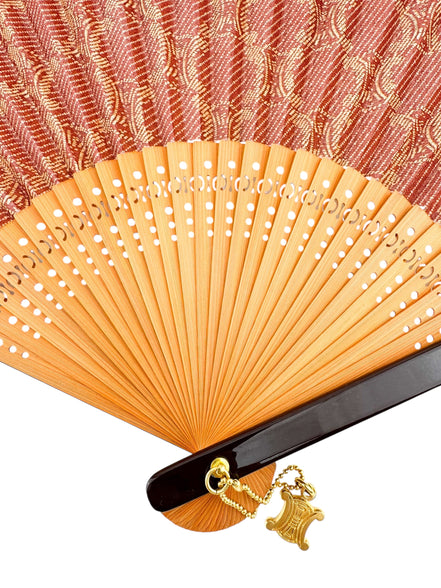 Celine Brown Macadam Wood Hand Fan