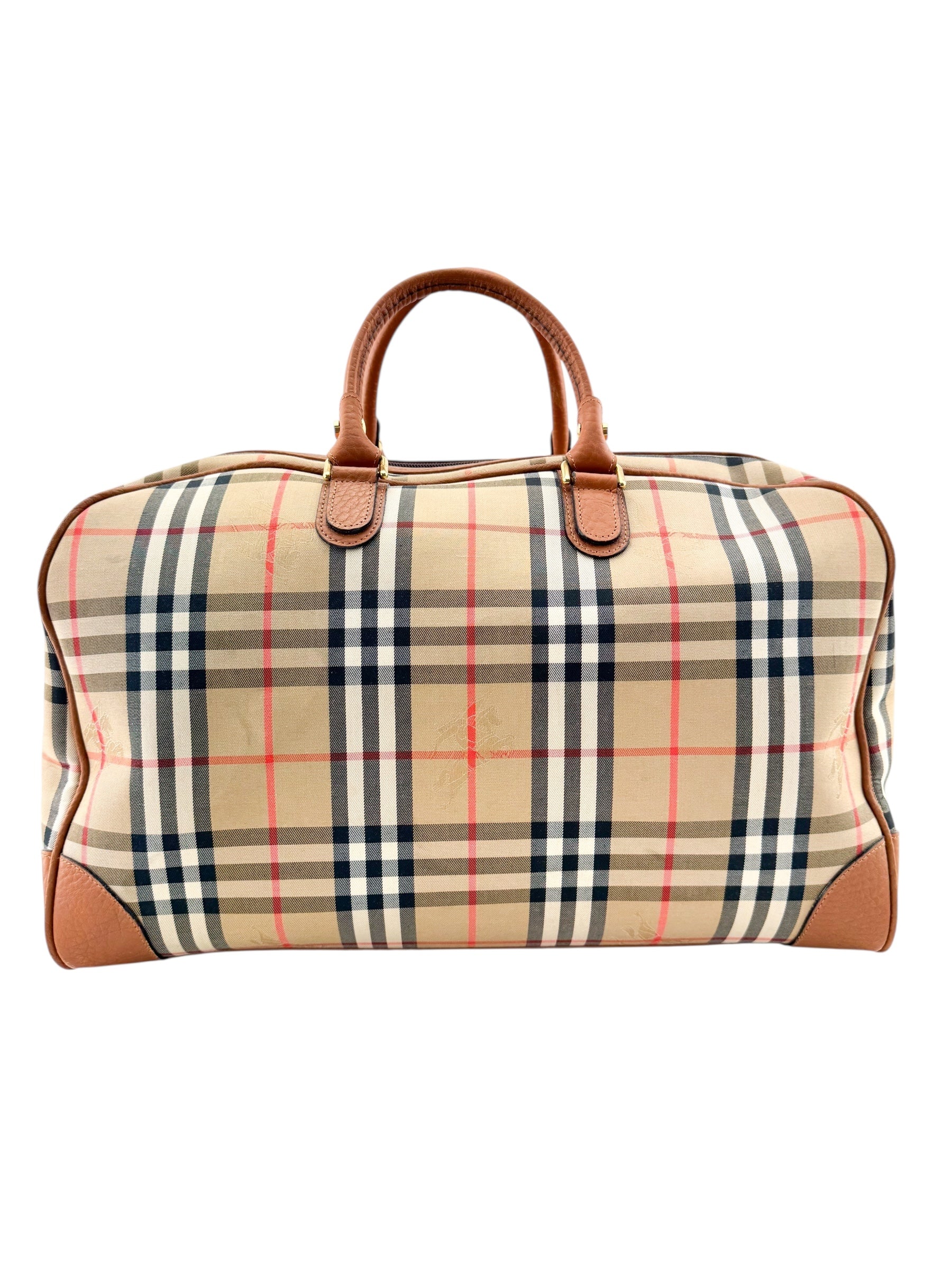 Burberry Beige House Check Monogram Vintage Boston Bag