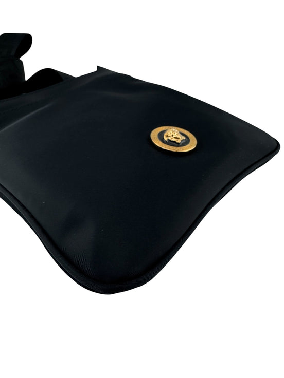 Versace Black Nylon Medusa Crossbody Bag