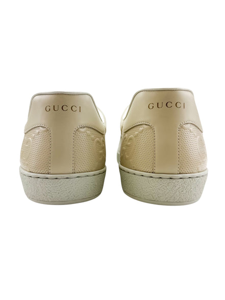 Gucci Beige Leather Monogram Men's Sneakers Size 11.5