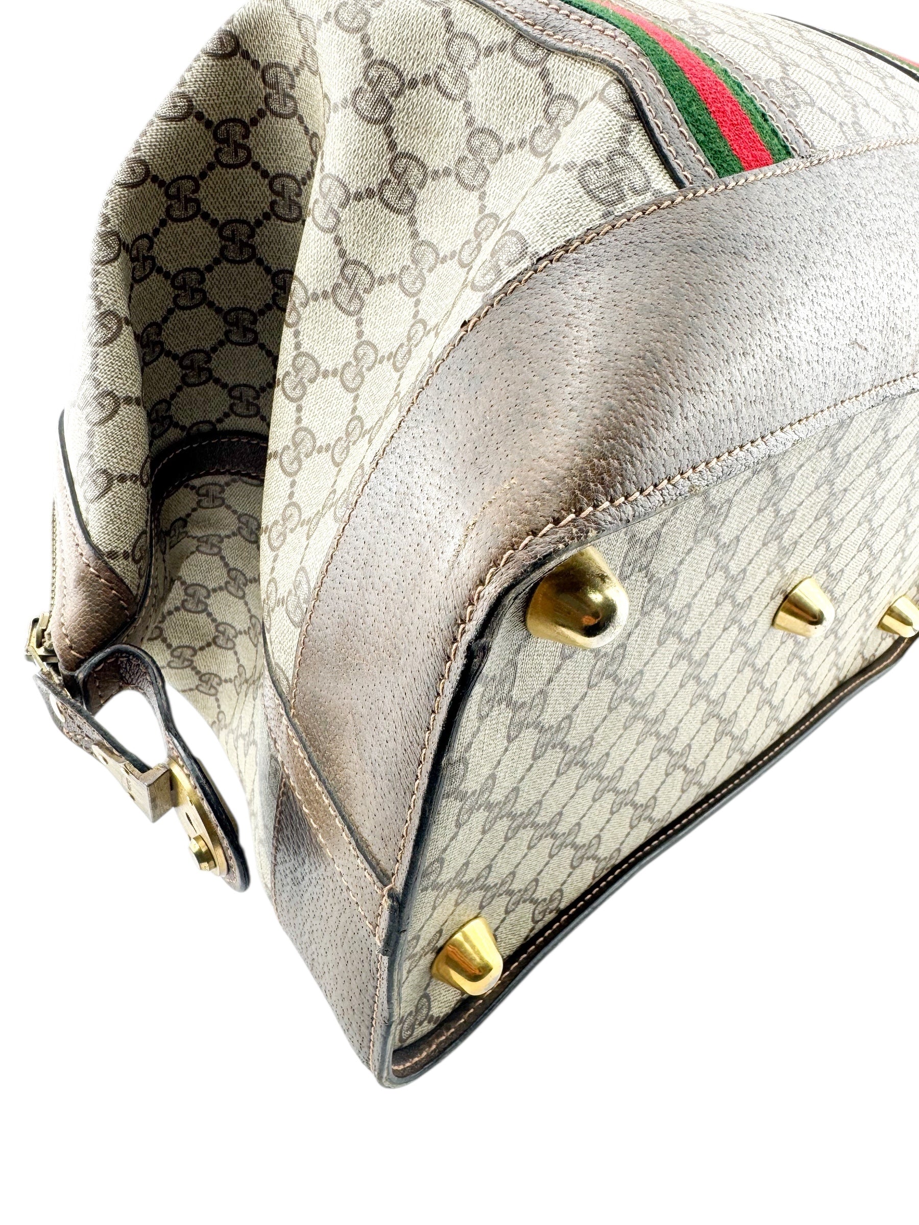 Gucci Brown Coated Supreme Canvas Vintage Satchel Bag