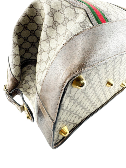 Gucci Brown Coated Supreme Canvas Vintage Satchel Bag