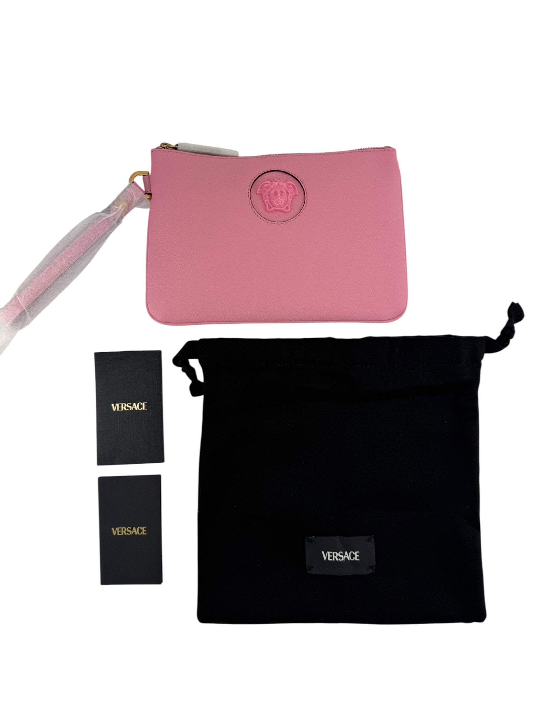 Versace Pink Leather Medusa Wristlet