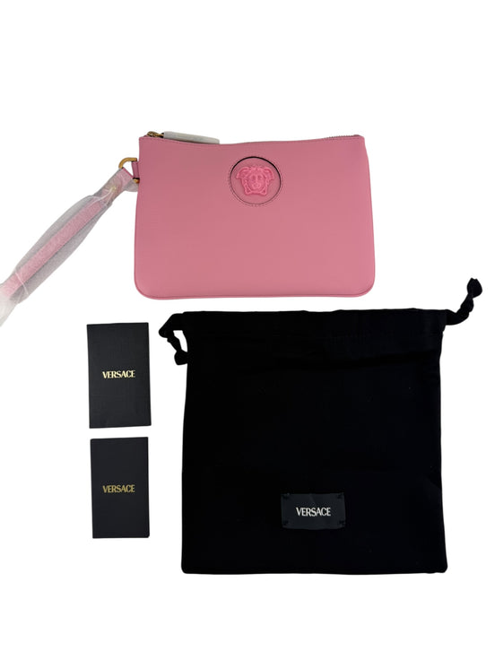 Versace Pink Leather Medusa Wristlet