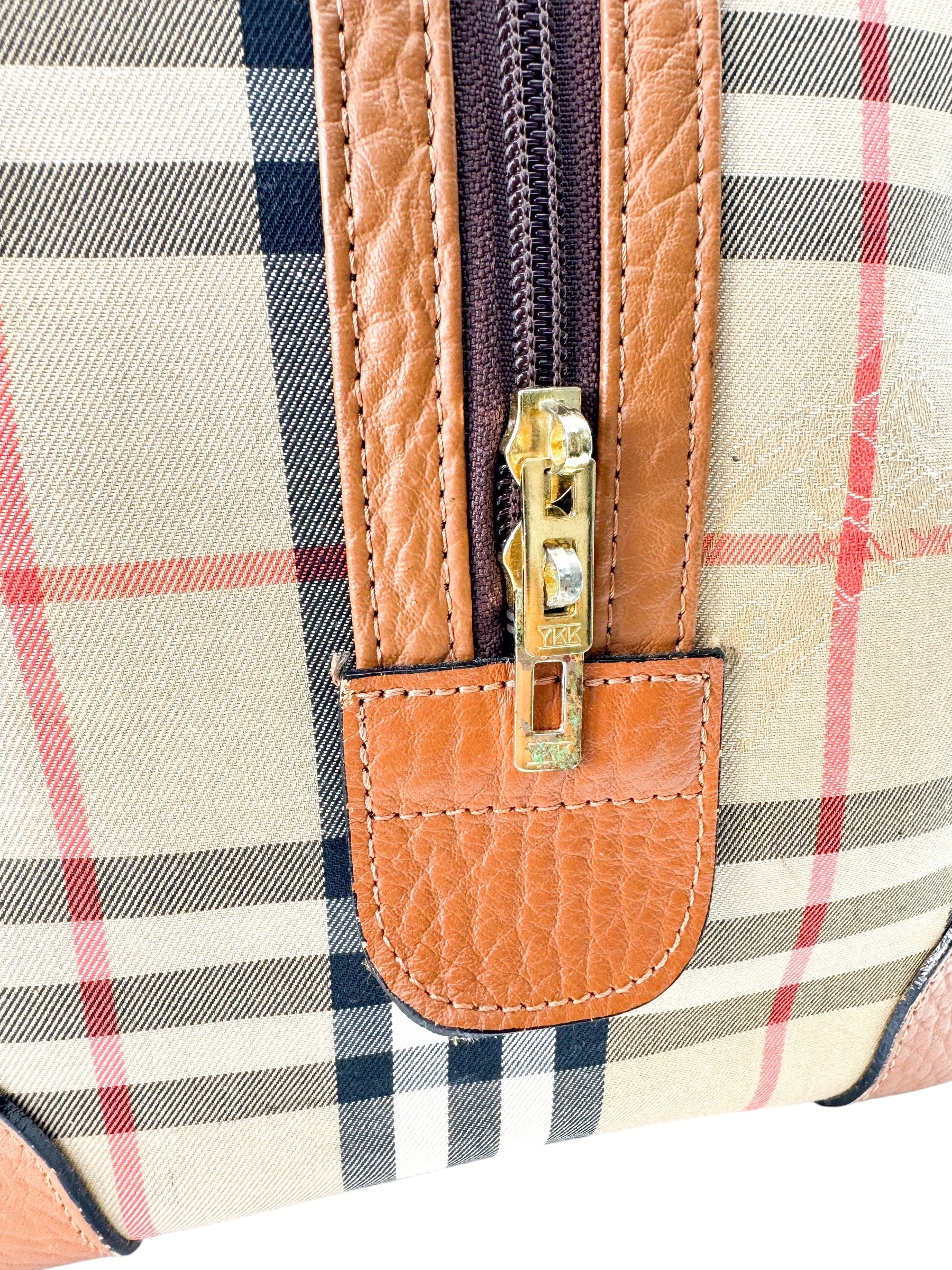 Burberry Beige House Check Monogram Vintage Boston Bag