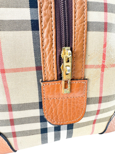 Burberry Beige House Check Monogram Vintage Boston Bag