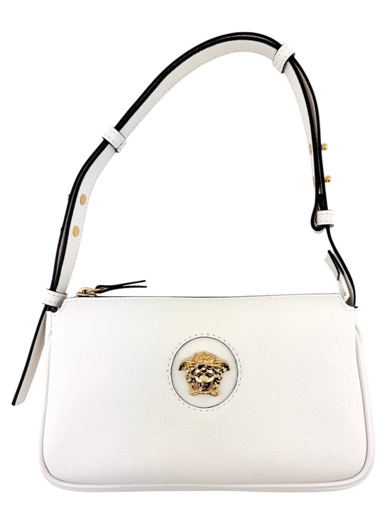 Versace White Leather Medusa Shoulder Handbag