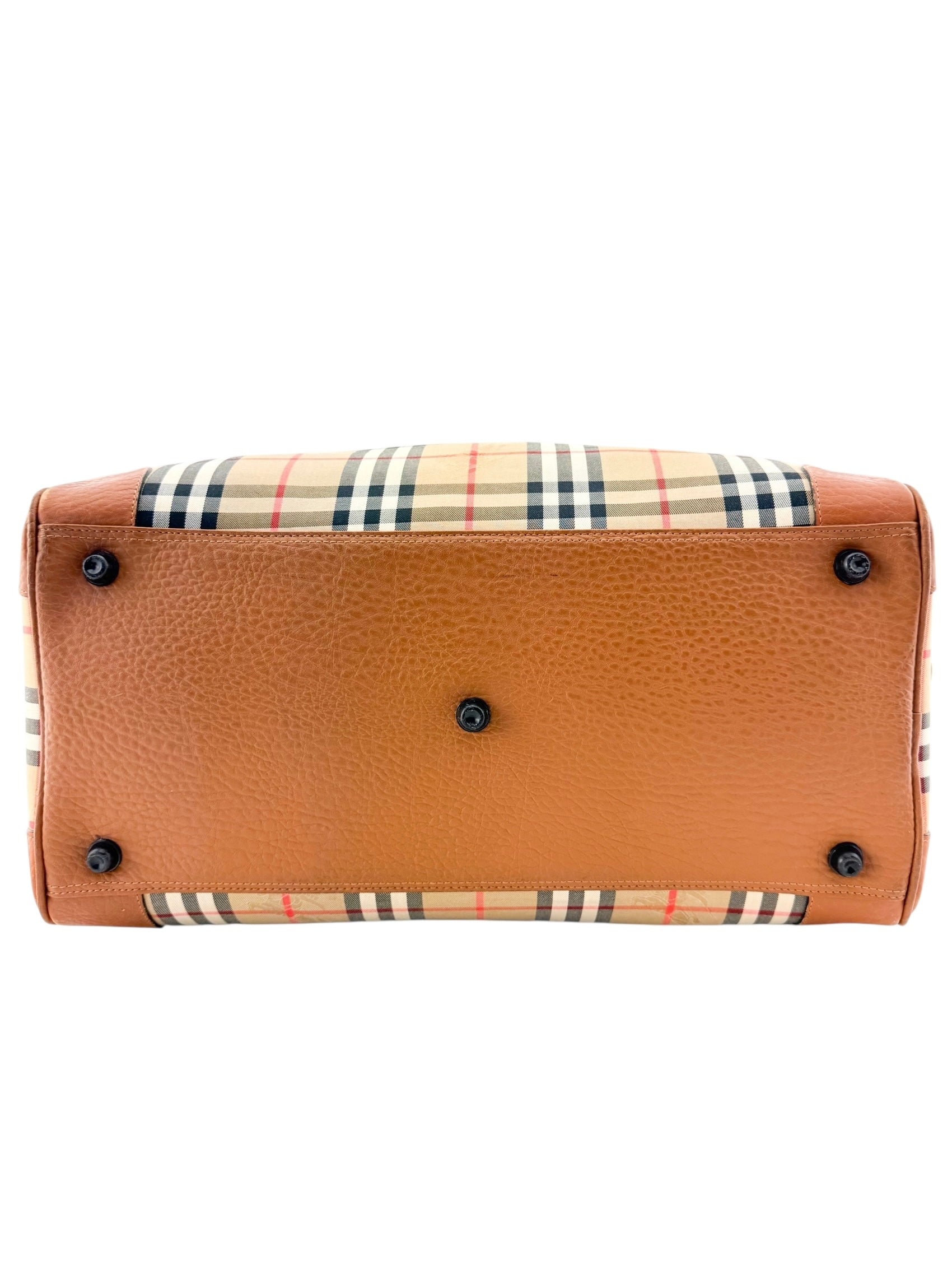 Burberry Beige House Check Monogram Vintage Boston Bag