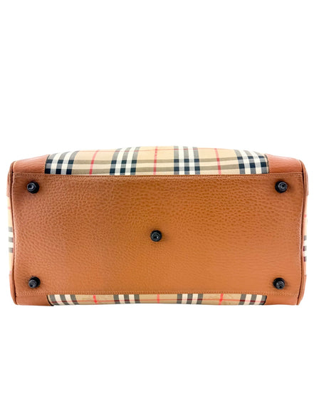 Burberry Beige House Check Monogram Vintage Boston Bag