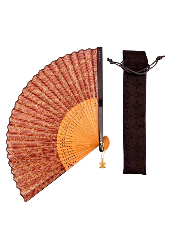 Celine Brown Macadam Wood Hand Fan