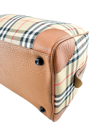 Burberry Beige House Check Monogram Vintage Boston Bag