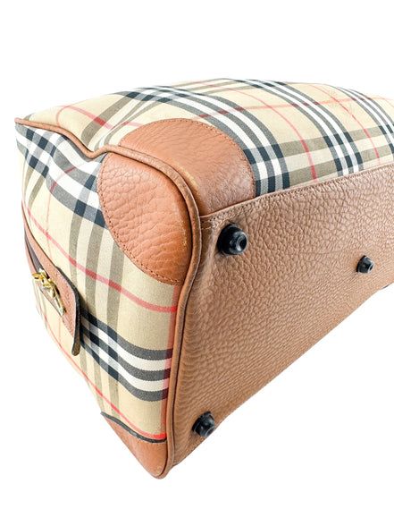 Burberry Beige House Check Monogram Vintage Boston Bag