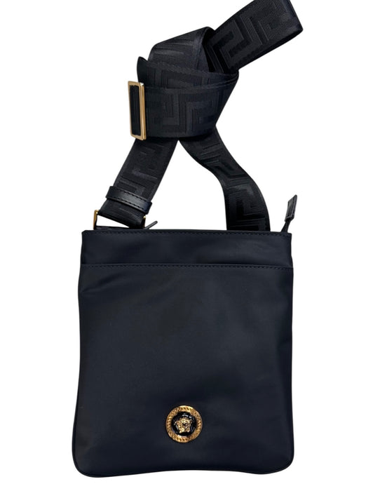Versace Black Nylon Medusa Crossbody Bag