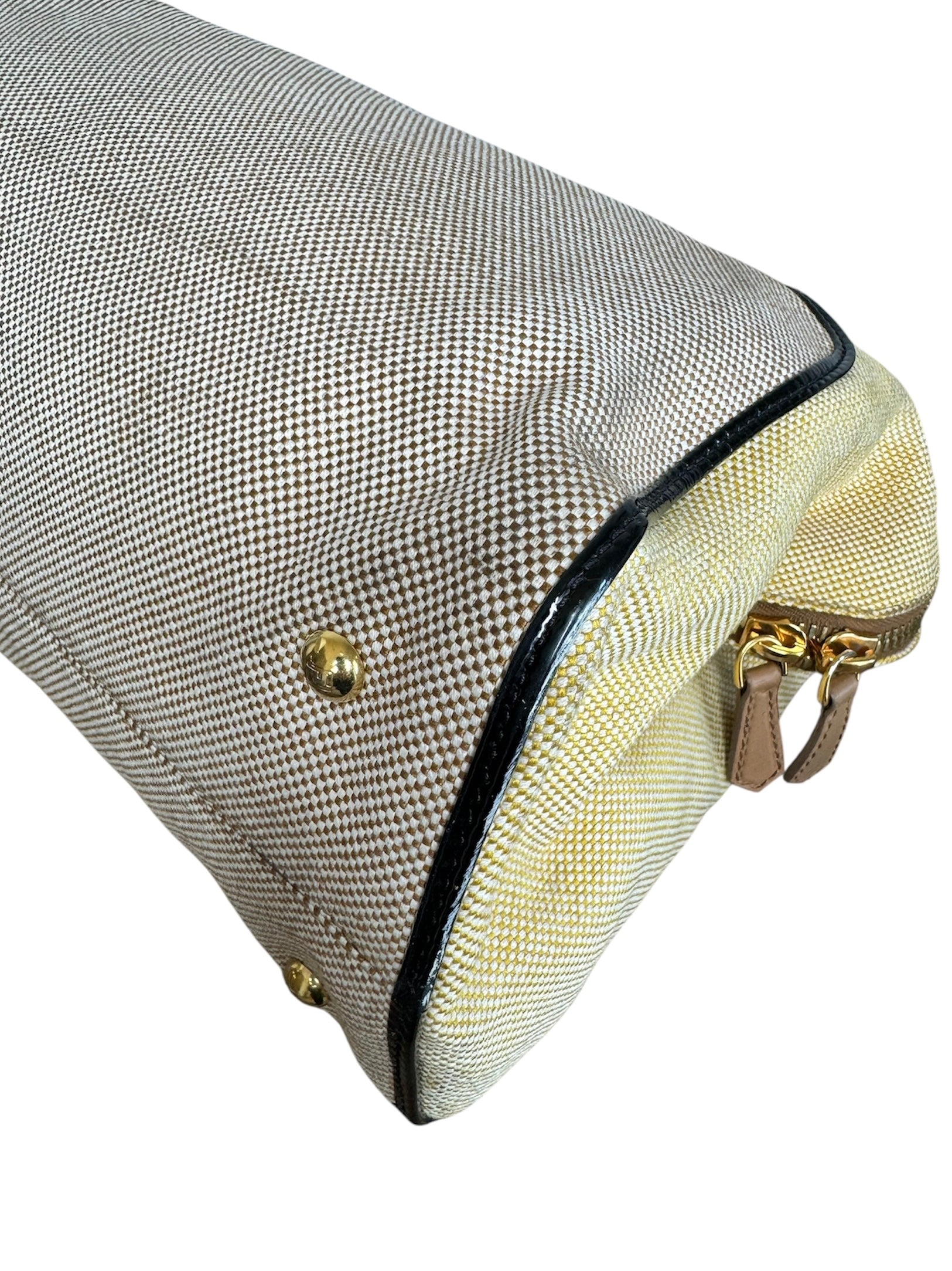 Fendi Tan Multicolor Canvas Satchel Handbag