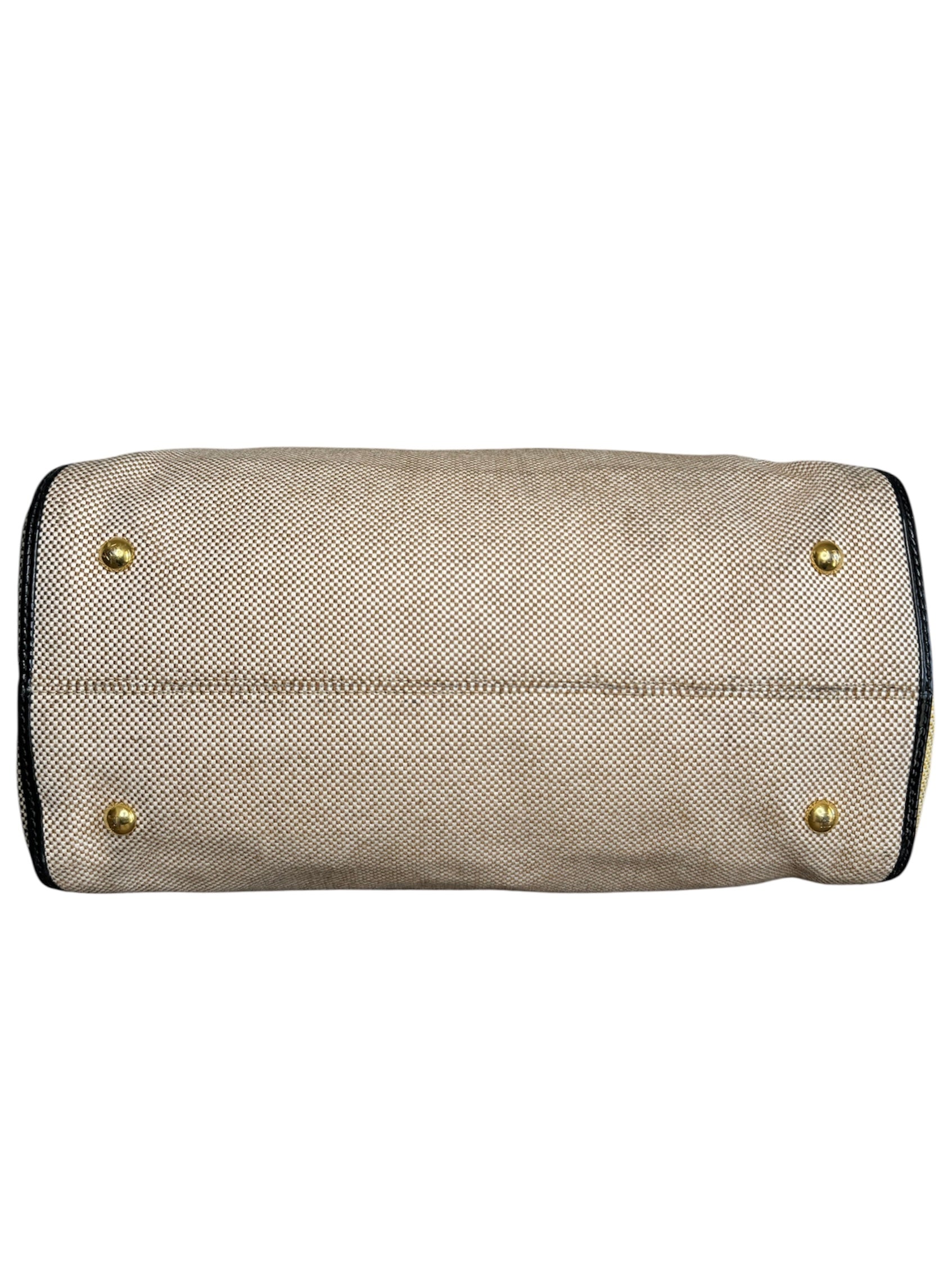 Fendi Tan Multicolor Canvas Satchel Handbag