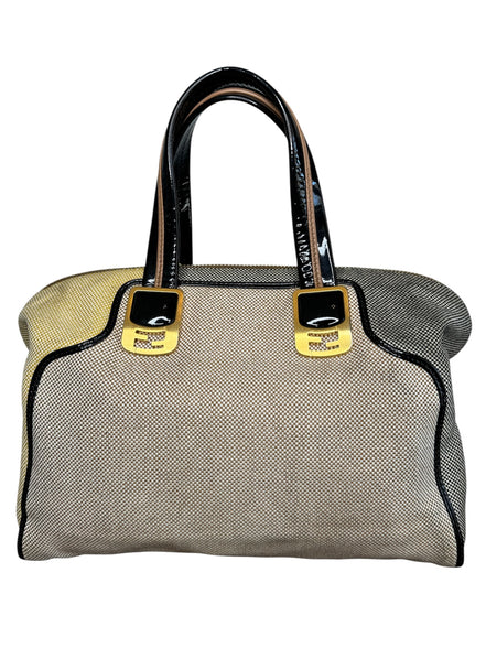 Fendi Tan Multicolor Canvas Satchel Handbag