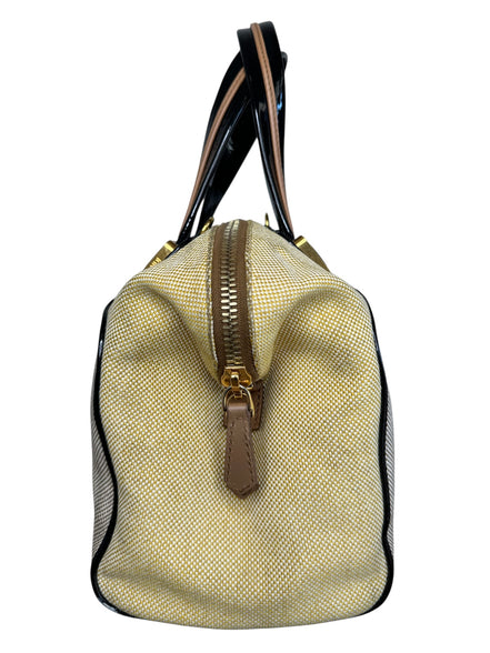 Fendi Tan Multicolor Canvas Satchel Handbag