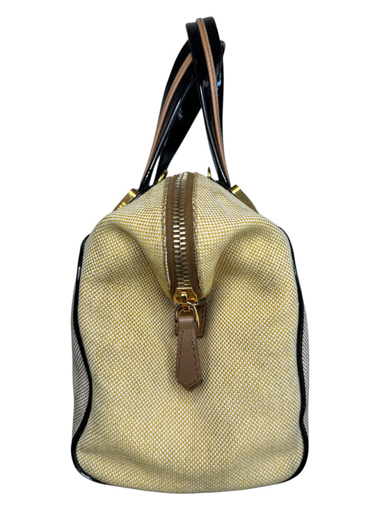 Fendi Tan Multicolor Canvas Satchel Handbag