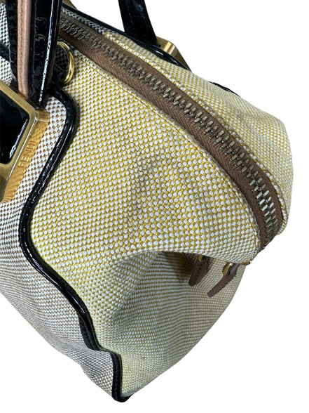 Fendi Tan Multicolor Canvas Satchel Handbag