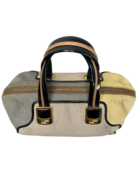 Fendi Tan Multicolor Canvas Satchel Handbag
