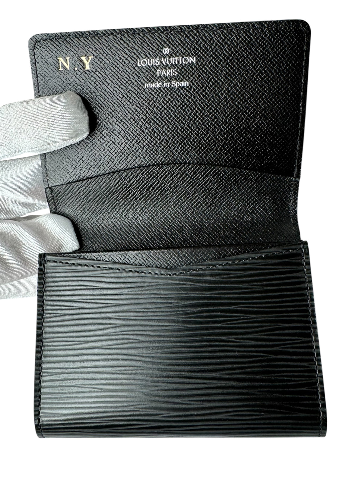 Louis Vuitton Black Epi Leather Card Holder (Full Set)