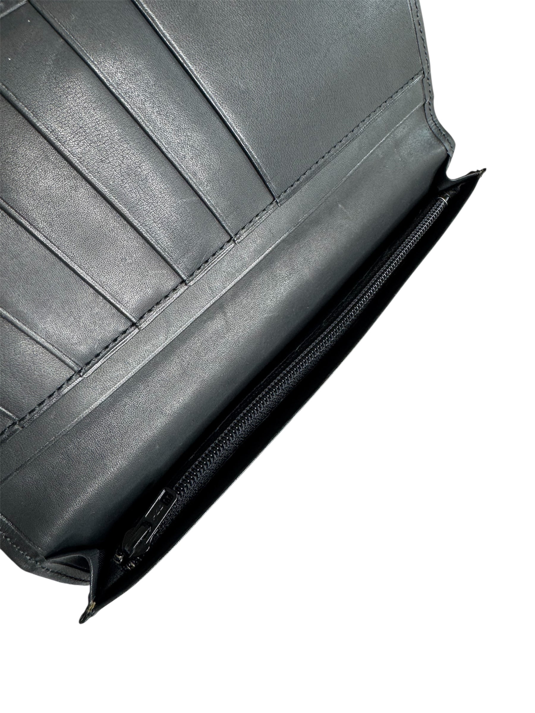 Valentino Garavani Gray Leather V Long Wallet