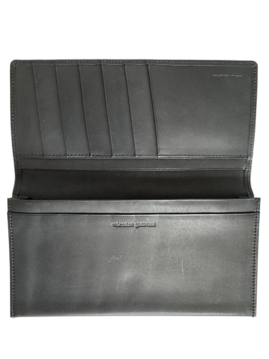 Valentino Garavani Gray Leather V Long Wallet