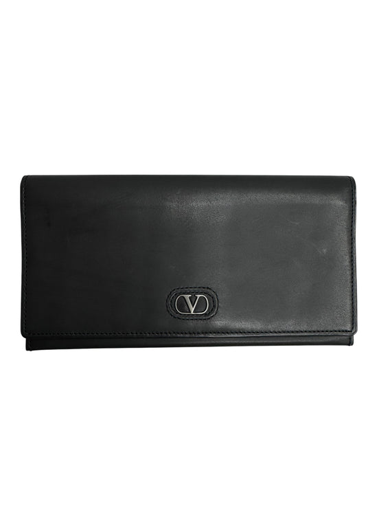 Valentino Garavani Gray Leather V Long Wallet