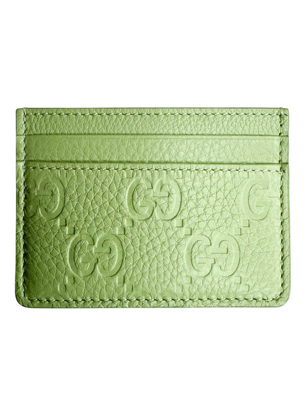 Gucci Green Embossed Leather Card Holder (Full Set/Never Used)