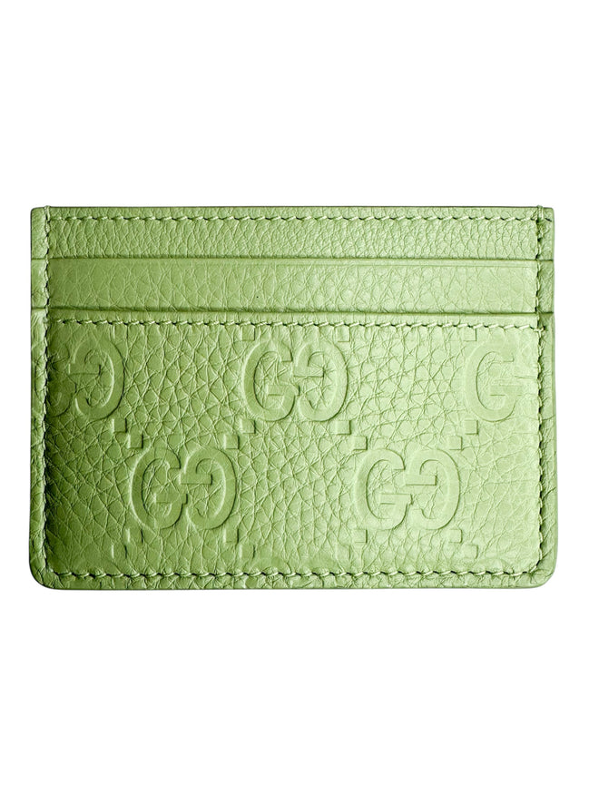 Gucci Green Embossed Leather Card Holder (Full Set/Never Used)