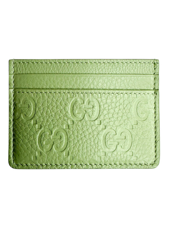 Gucci Green Embossed Leather Card Holder (Full Set/Never Used)