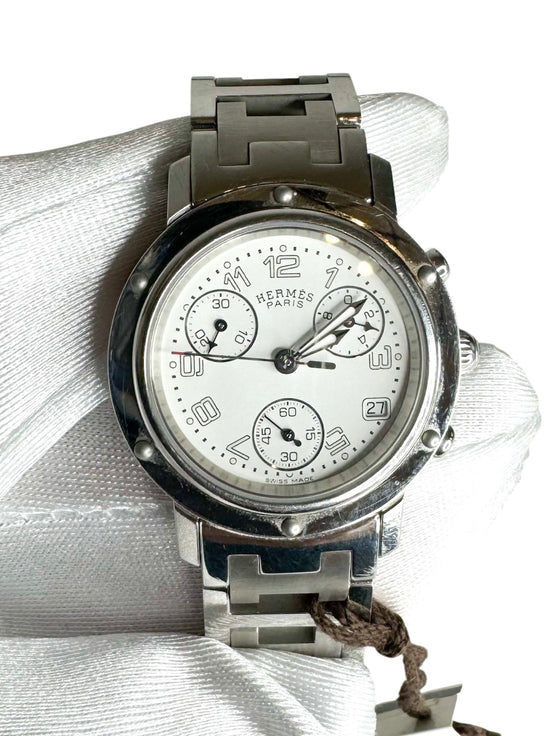 Hermes Stainless Steel Clipper Women's Watch (Full Set)