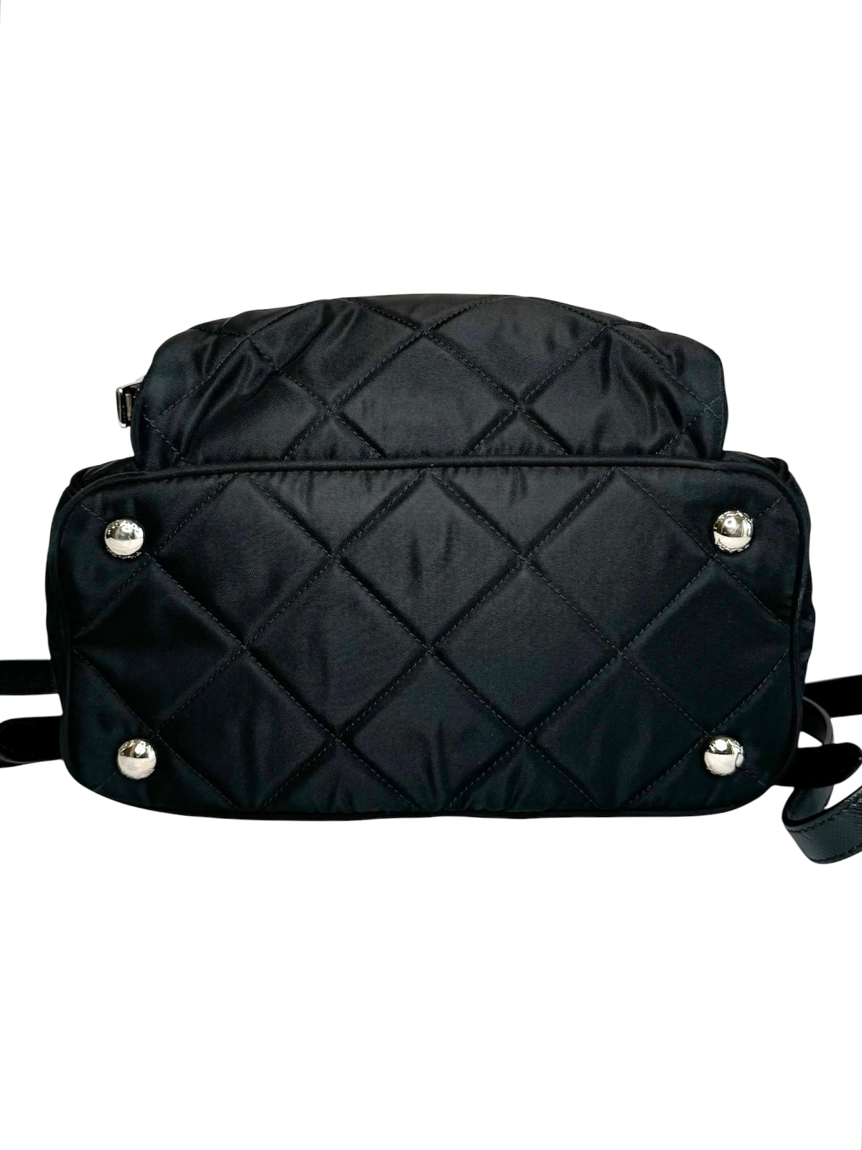 Prada Black Nylon Tessuto Impuntu Quilted Backpack