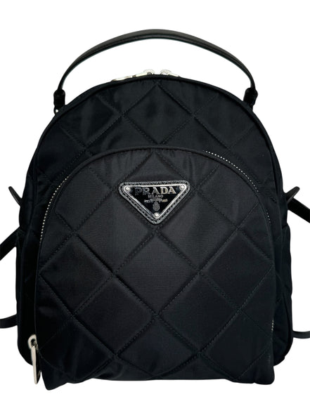 Prada Black Nylon Tessuto Impuntu Quilted Backpack