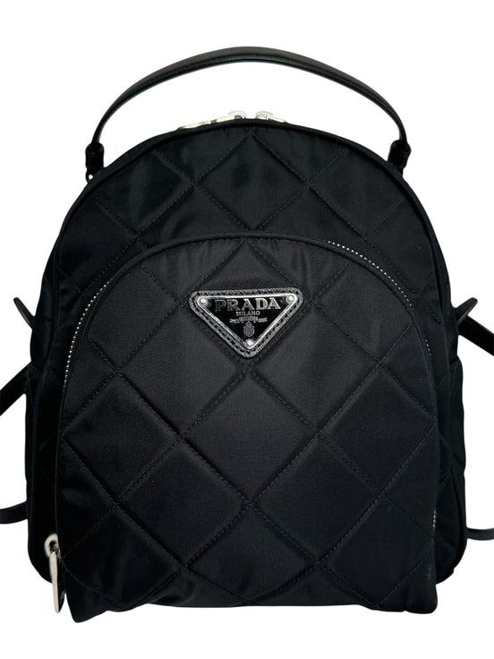 Prada Black Nylon Tessuto Impuntu Quilted Backpack