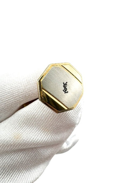 Yves Saint Laurent Two-Toned Cufflinks & Lapel Set